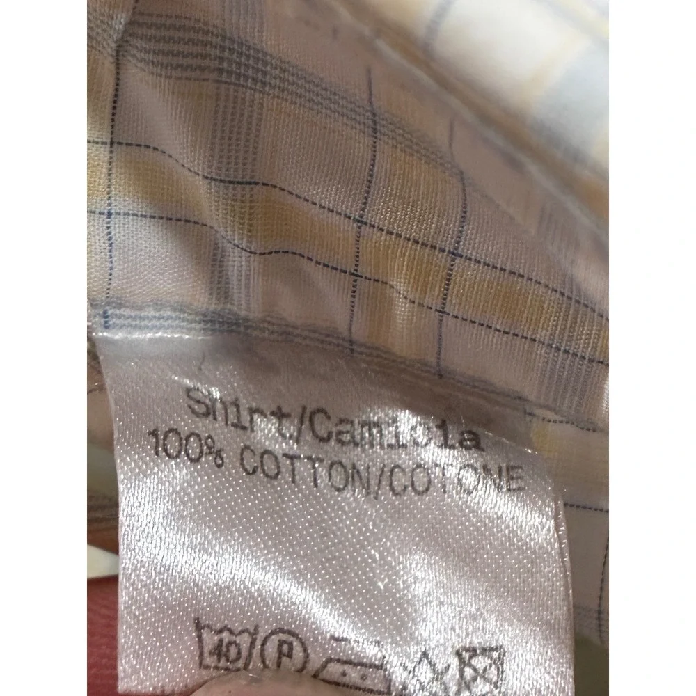 Ermenegildo Zegna Mens Plaid Button Down Shirt Blue Yellow Cotton Size 16 41